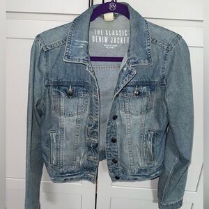 Cotton On Classic Cropped Denim Jacket Light Wash Trucker | Size 8